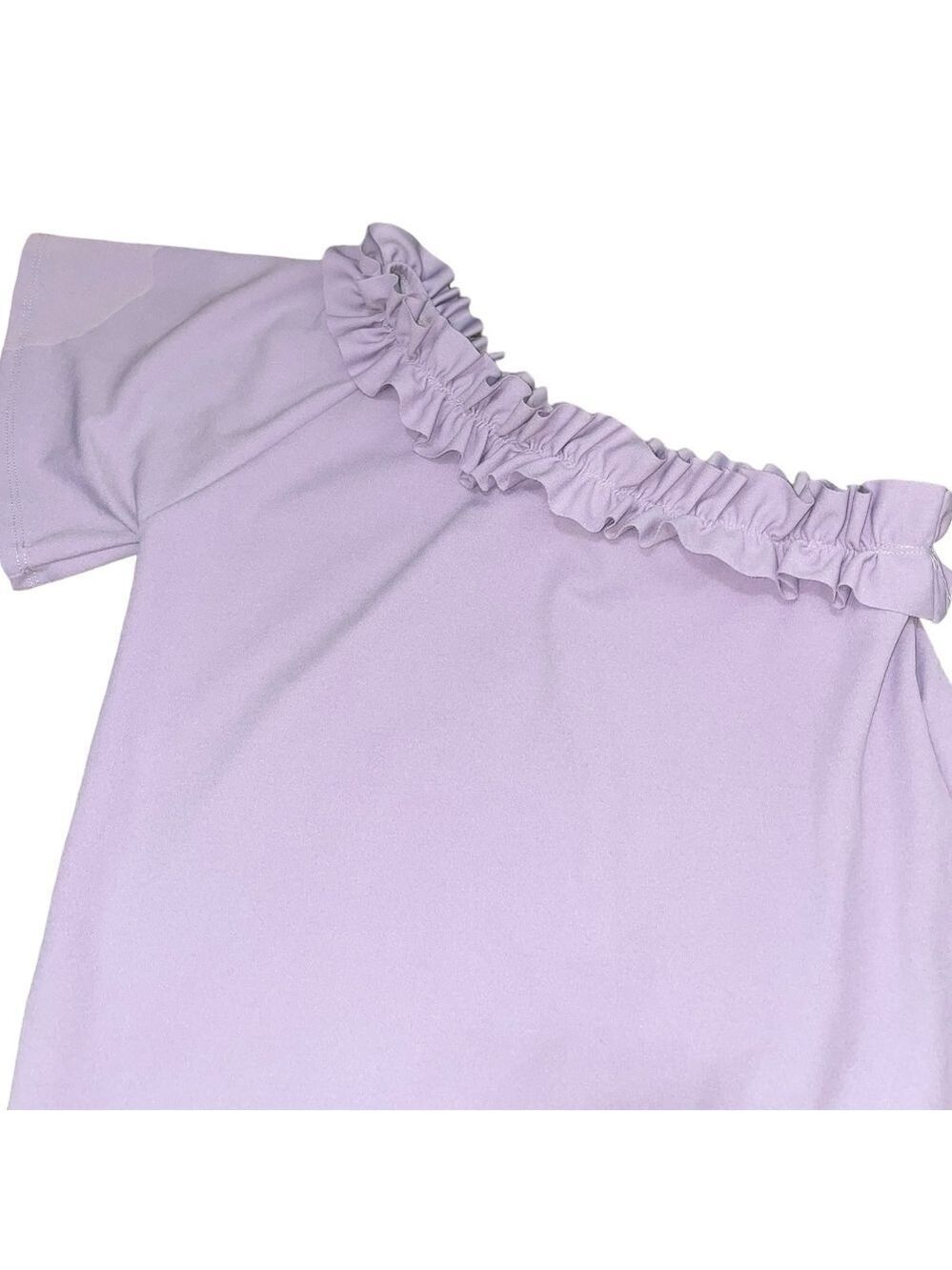 BIBI One Shoulder Ruffle Top Women's Small Pastel - Picture 6 of 12